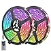 Tiras LED RGB 10m, AUELEK 2x5m Tiras LED 12V 300 LEDs 5050 Tira LED con Impermeable IP65/ DIY Color Modos/Cortable/Control Remoto de 44 Botones para Techo, Jardín, Casa, Bar, Fiesta, Navidad, Bodas