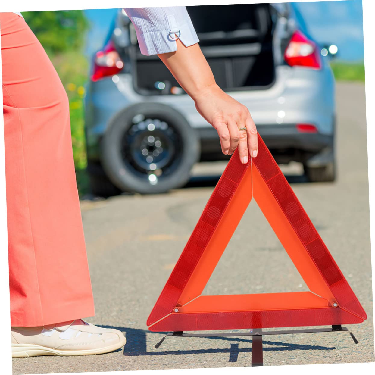 Triangolo Segnalazione Auto Rosso in Plastica 1 Pezzo | Segnaletica di Sicurezza, Cartello Allarme, Alta Visibilità, per Emergenza Stradale e Veicoli