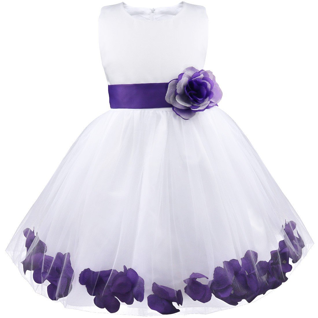 Chictry Girls Purple Petals Bow Princess Wedding Bridesmaid Formal Pageant Party Flower Dresses 12 Years