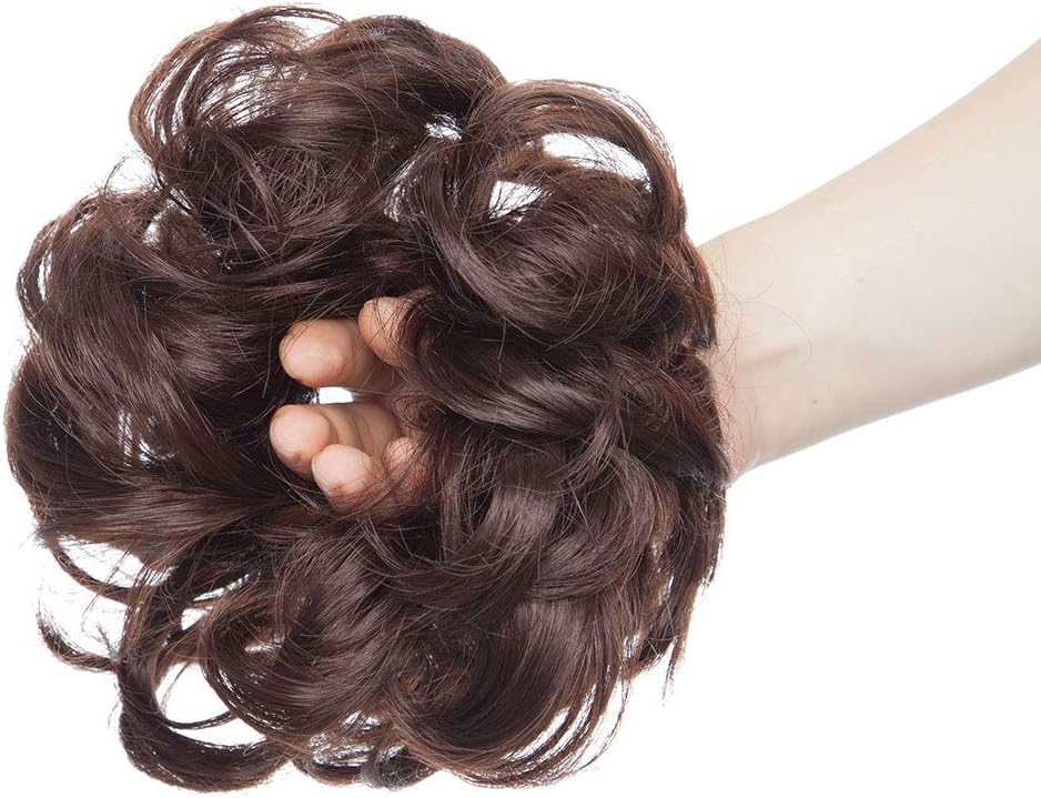 Scrunchy Scrunchie Bun Updo Hairpiece Hair Ribbon Ponytail Extensions Wavy Curly Messy Hair Bun Donut Chignon Medium Ash Brown - Image 5