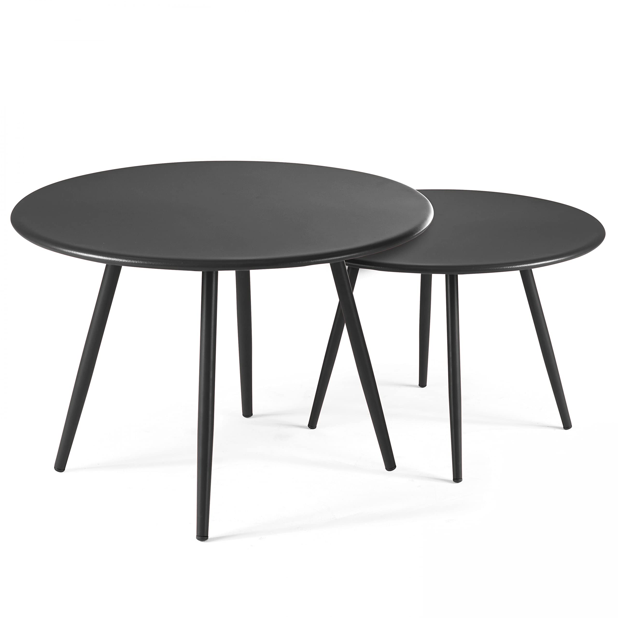 Oviala Lot de 2 Tables Basses de Jardin en Acier Anthracite - Palavas