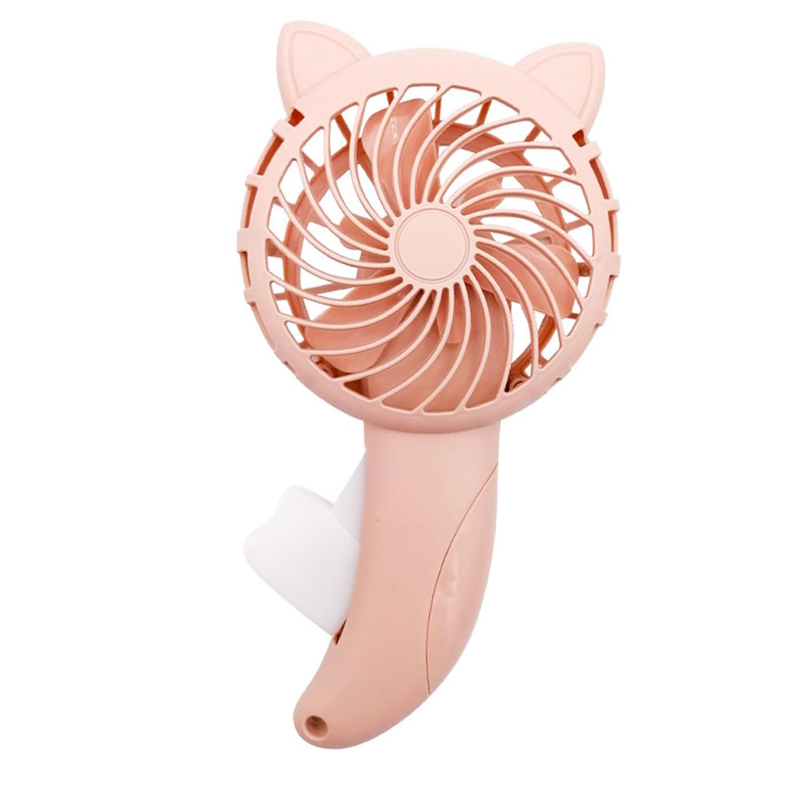 Fdit Hand Press Fan, Cartoon Cat Ear Manual Handheld Fan No Battery, Lightweight Portable Cooling with PP Material, for Travel Outdoor Activities (Pink)