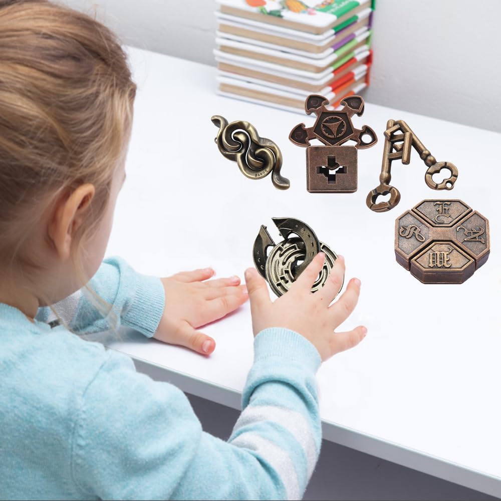 Amazon | 知恵の輪 5点セット メタルパズル 難易度6～2 頭の体操 脳