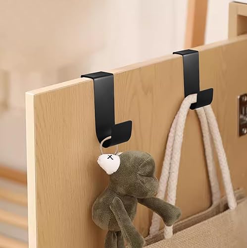 Miniatura 6 de Biaungdo 6 ganchos para puerta de gabinete, de acero inoxidable negro, organizador para colgar en la puerta trasera, ganchos individuales para