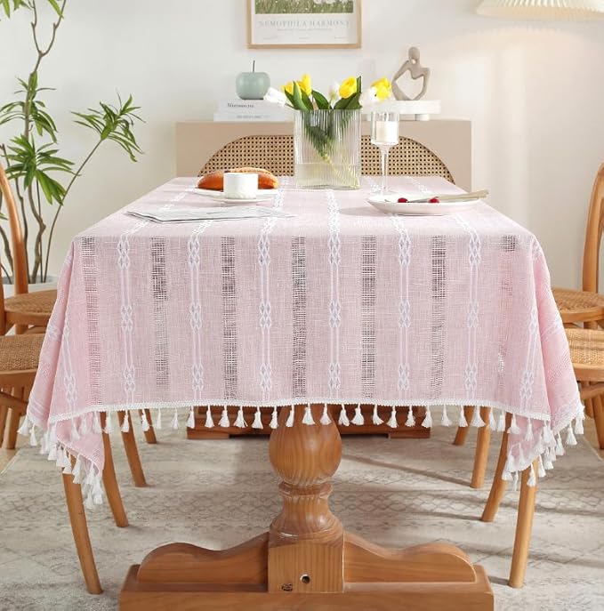 Pahajim Rustic Tablecloth Holiday Farmhouse Cotton Linen Table Cloth