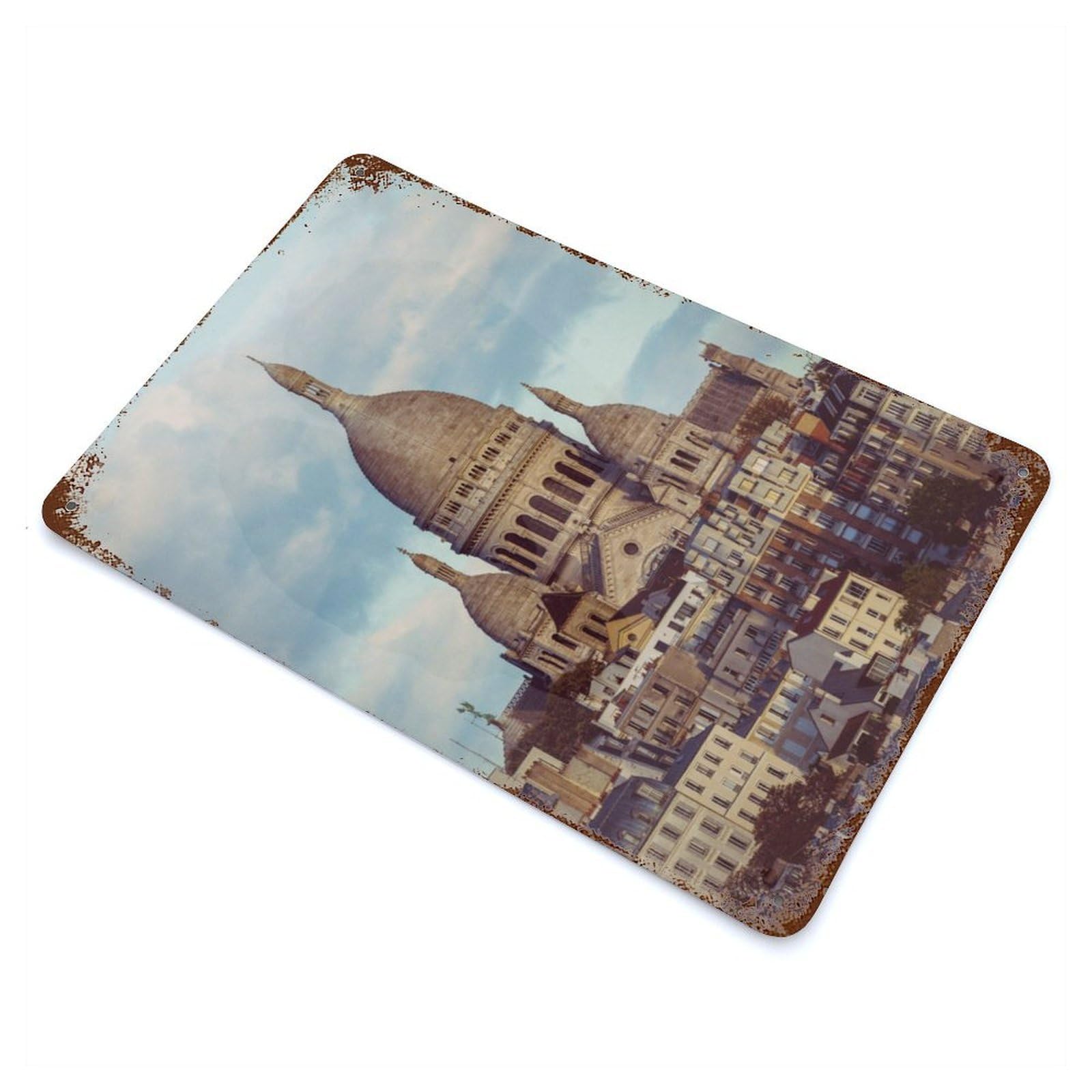 Sacré-Cœur Basilica, Paris Rusty Metal Tin Sign 11.8"x7.9", Industrial Home Decor for Garage, Pub Or Kitchen