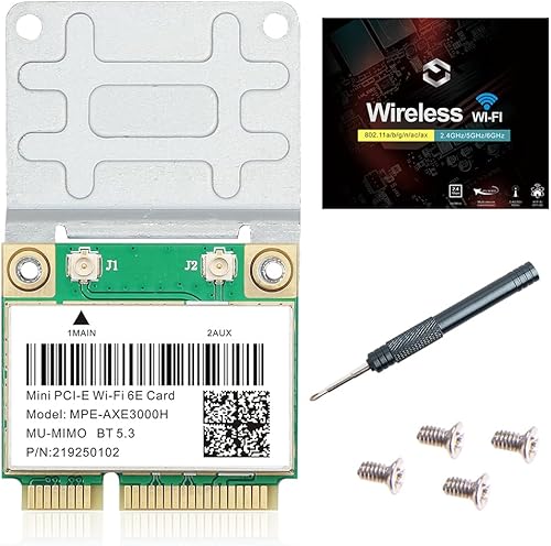 WiFi 6E Half Mini PCI-E Tarjeta de red WiFi 802.11AX AC MPE-AXE3000H 2.4GHz 5GHz 6GHz 5400Mbps Tarjeta inalámbrica BT5.2 MU-MIMO Mini PCIe Wi-Fi 6E