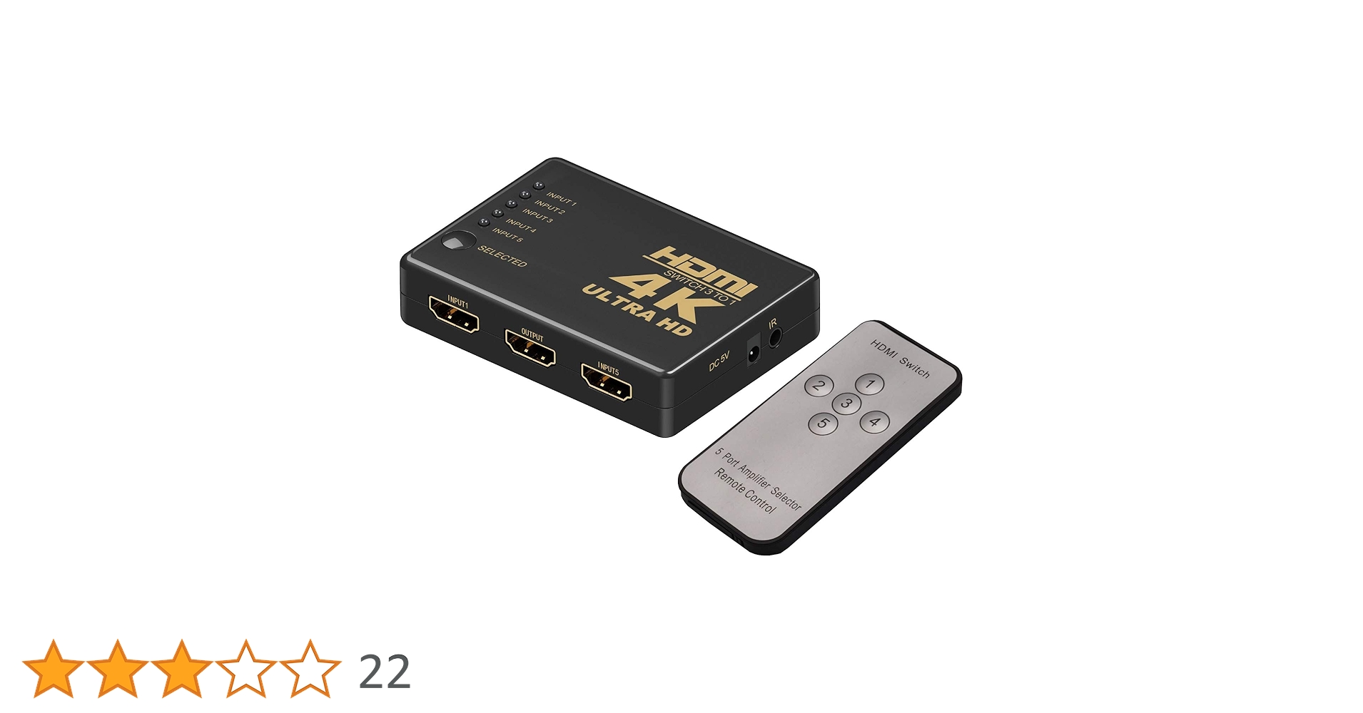 5ポート HDMIスイッチ 1ポート出力 リモコン付き 楽天市場】5入力1出力 リモコン付き HDMIセレクター 4K対応 手動