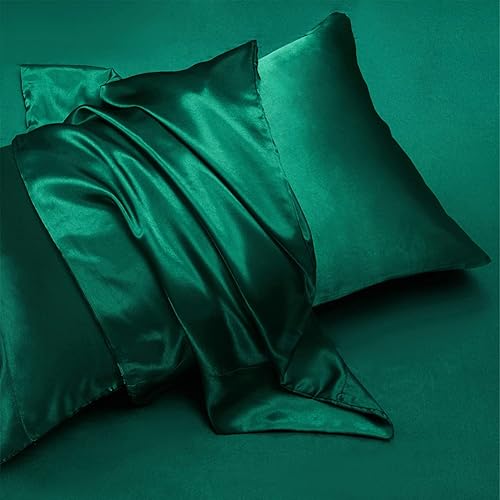 Miniatura 3 de AiMay Juego de funda de edredón de satén de 3 piezas, juego de ropa de cama de lujo de 1800 hilos, sedoso, súper suave, color sólido, reversible,