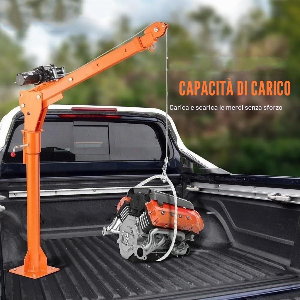 montacarichi da balcone Gru per camioncino, capacità 500 kg, girevole a 360°, paranco per gru a braccio per camion con tre capacità di braccio di 100 kg, 250 kg e 500 kg Paranco elettrico