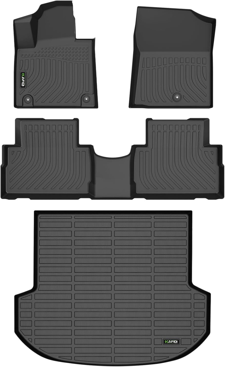 HAFIDI® Floor Mats & Cargo Liner Set Fit for 2021 2022 2023 Hyundai Santa FE (Not Fit Hybrid) All Weather Protection TPE Anti-Slip Automotive Full Set Floor Liners Custom Accessories - Black 21) For Santa FE 2021-2023 Full Set