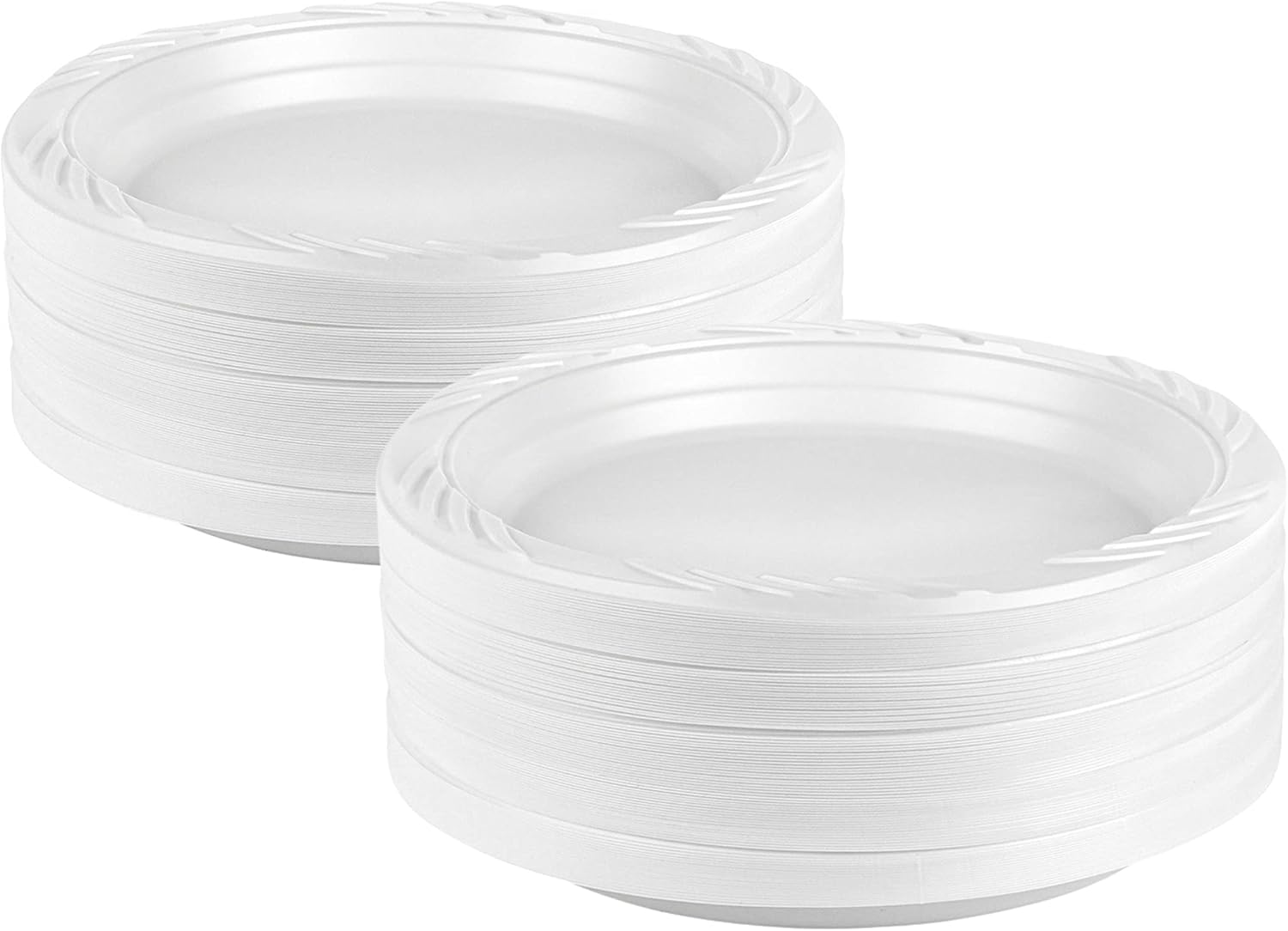 Blue Sky 6 Inch White Plastic Plates - [200 Count] Disposable Plastic Plates, Microwave Safe, Perfect for Birthday Parties, Weddings, Banquets, Picnics, and Everyday Use