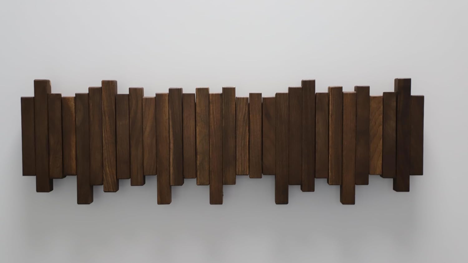 Hardwood Piano Coat Rack| Flip Down Wall Hook Rack 6 Hooks|Heavy Duty Coat Hooks.Made of Acacia Wood (Wood Wax Oil Dyed Walnut Color).Wall Art