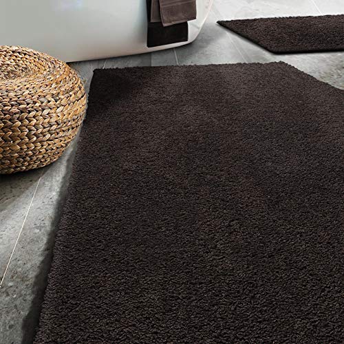 casa pura Bath Mats for Bathroom – 20" x 32" Brown Bathroom Rug | Ultra Absorbent, Self-Dry Microfiber, Non-Slip Bath Mats for Floors | Bath Rugs in 10 Fresh Colors