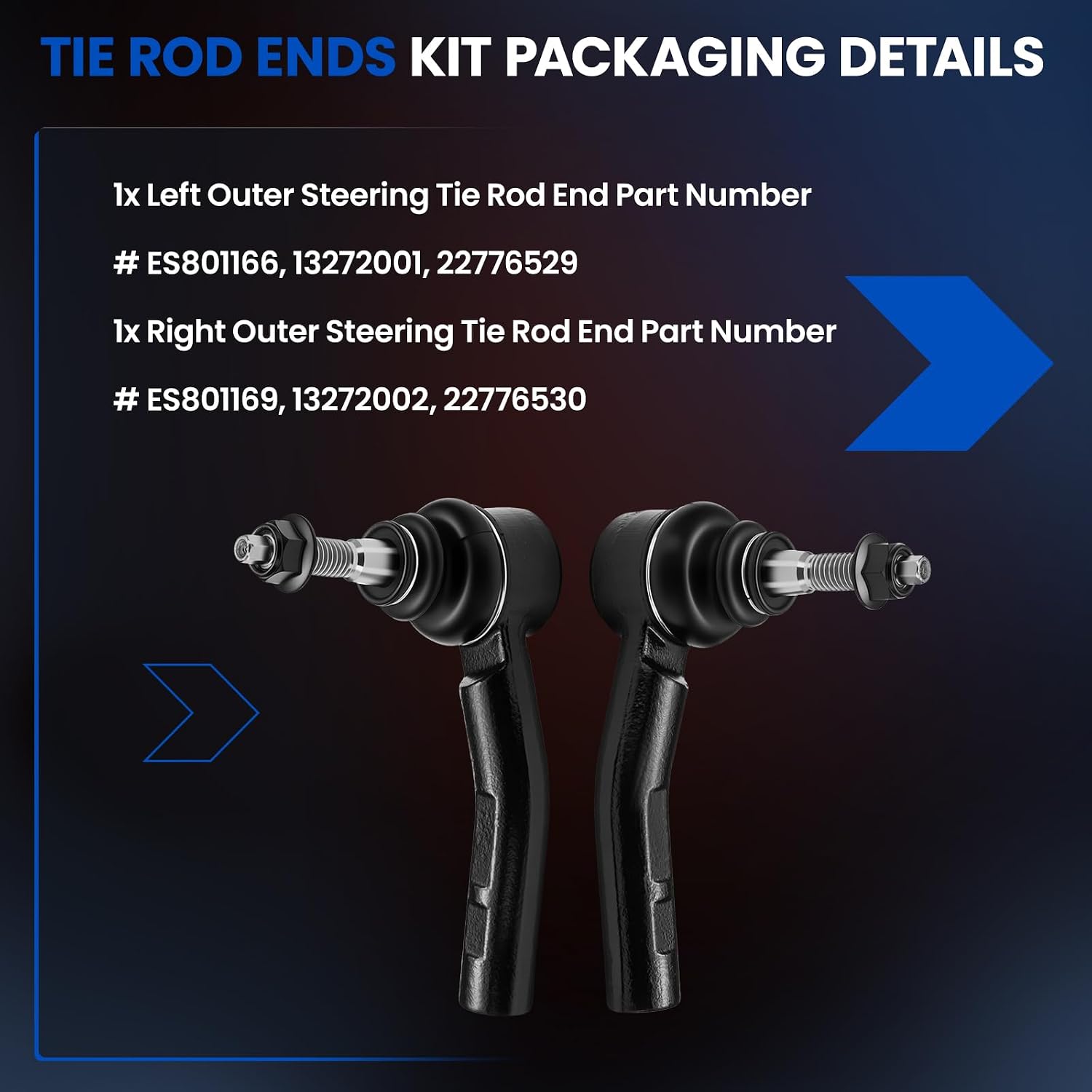 2-PC Outer tie rod ES801166 ES801169 Compatible with Cadillac XTS 2013-2019