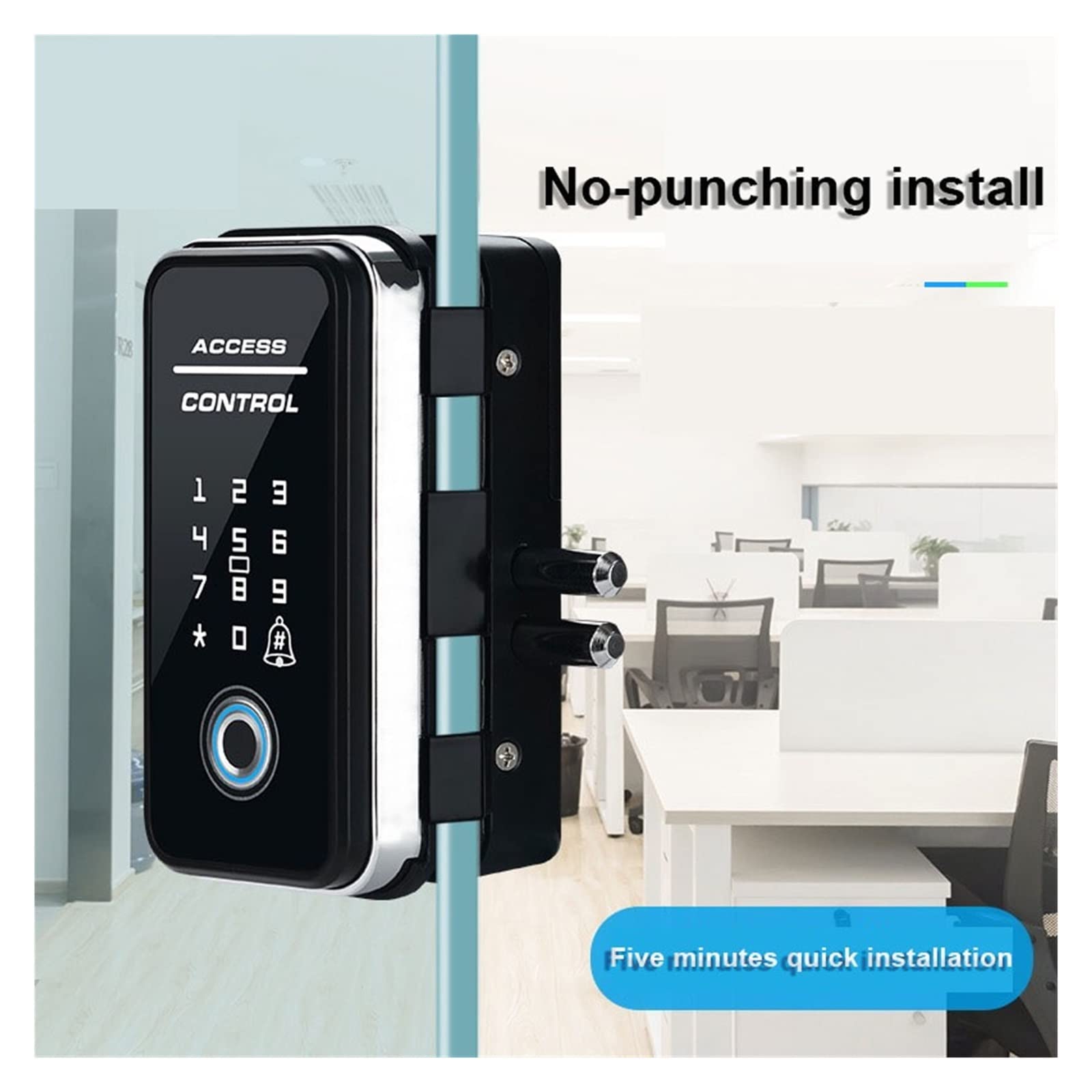 Inteligentny zamek z blokadą Smart Phone Control Fingerprint Smart Lock for Glass Wooden by Electronic Keyless 50 Meters Long Range Remote Control Fiing for Lock (Kolor: Single Door1) (Double Remote2)