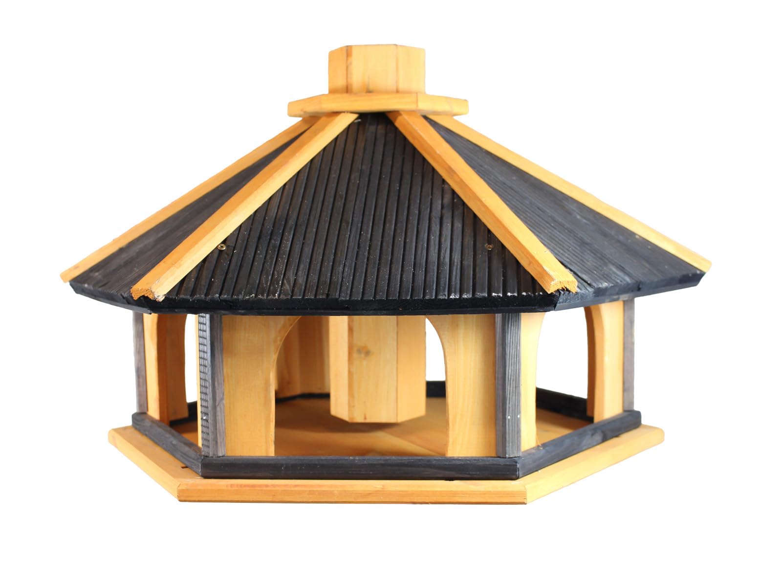 Wooden Bird House Nesting Box with Stand (Yellow Grey, L) โ image 1