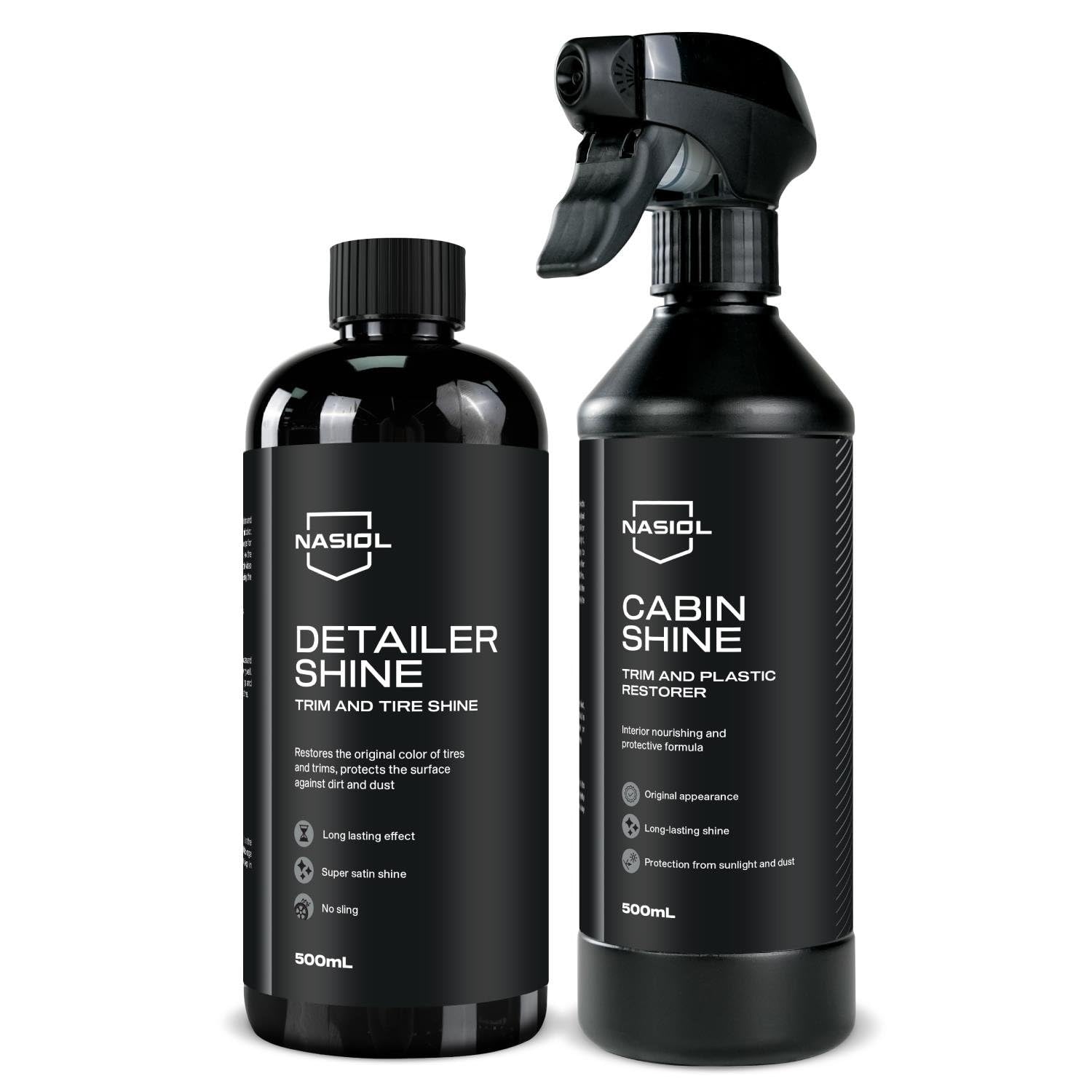 Nasiol Cabinshine Plastic Restorer and Detailershine Tire Shine Set