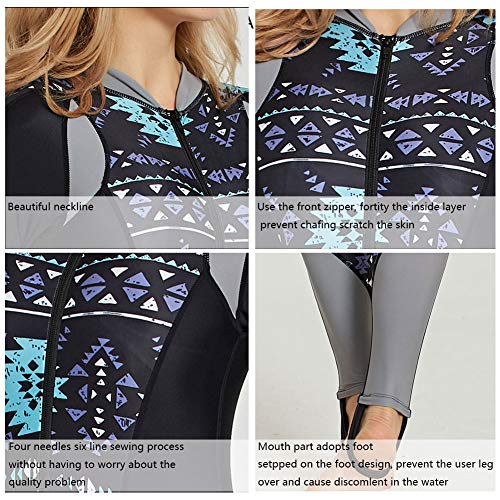 Panegy Women Long Sleeve Swimsuit Wakeboarding Breathable One-Piece Scuba Diving Suit Black XS