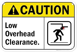 Caution Low Overhead Clearance With Graphic Sign, 12x18 Inches, 55 mil thick HDPS (high density polystyrene), Made in USA by My Sign Center