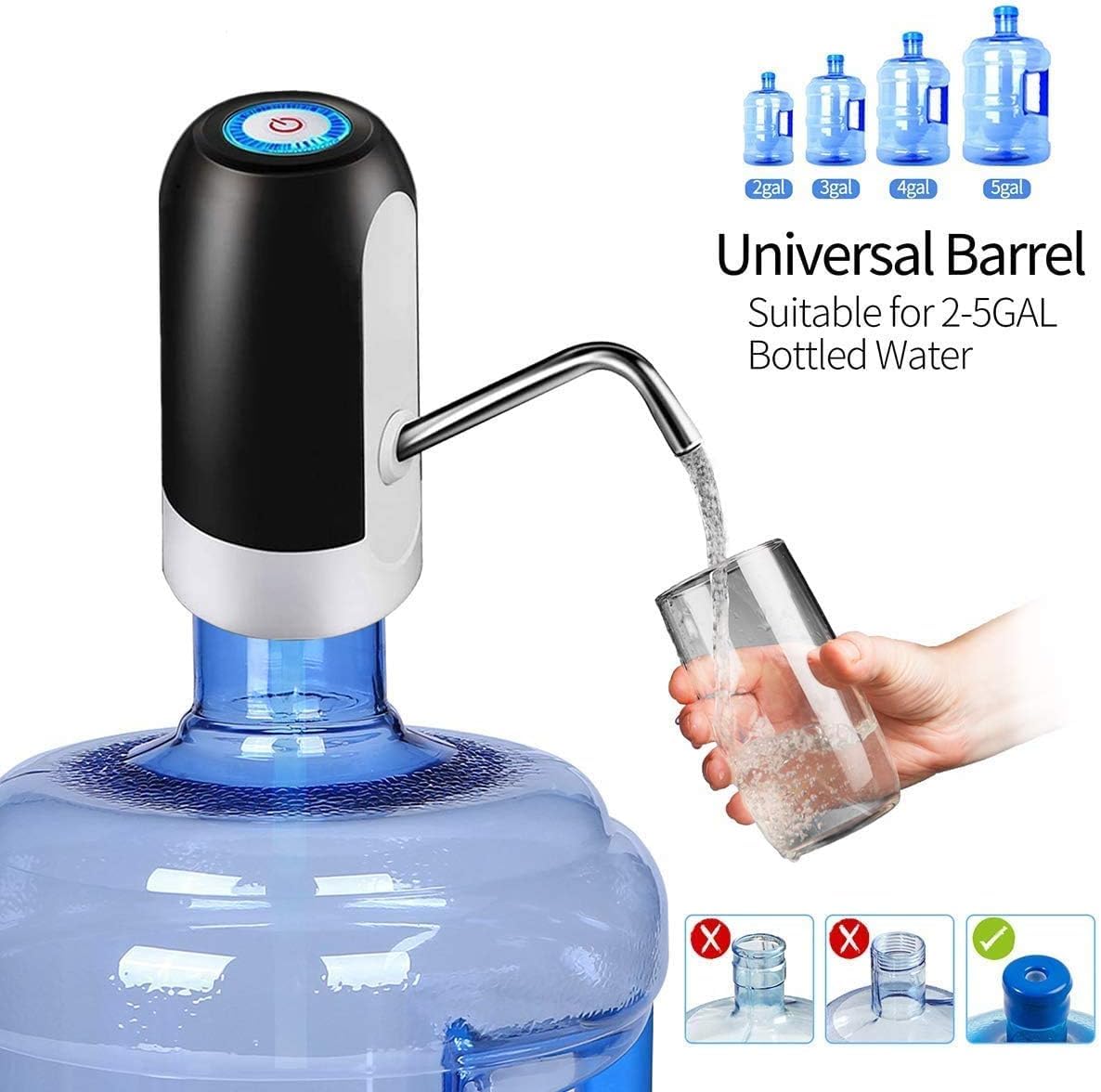 Raxon Innovation Automatic Wireless Water Can Dispenser Pump for 20 Litre Bottle Can, White/Black 3