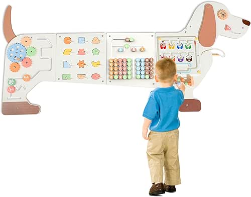 Wall Activity Panels Busy Board: Dog Montessori Sensory Toys for