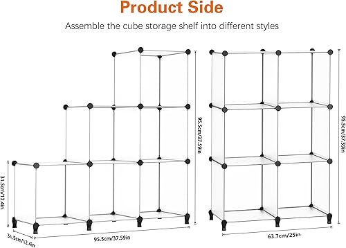 Miniatura 3 de HOMIDEC - Estantería de almacenamiento de 6 cubos, biblioteca con martillo de metal, organizador de cubos para niños, armario, dormitorio, baño,