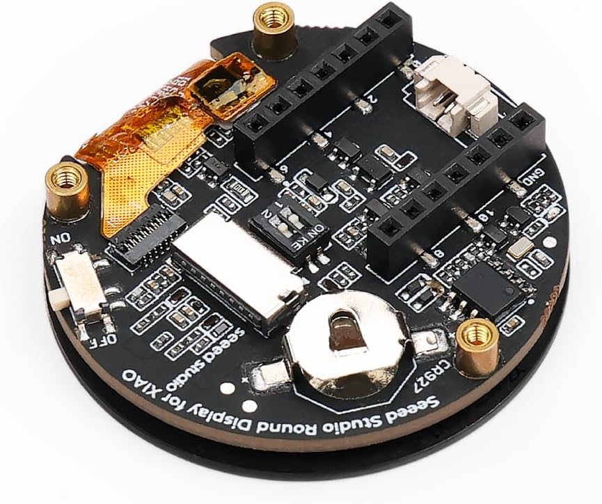 Seeed Studio Round Display for XIAO - 1.28-inch Round Touch Screen, 240×240 Resolution, 65k Colors, RTC, Charge IC, TF Card Slot, JST 1.25 Connector, All XIAO Compatible,HMI, Smart Home, Wearables