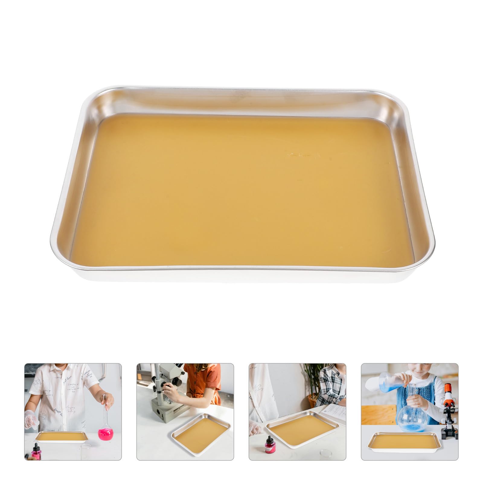 Hemobllo Vassoio per Dissezione in Acciaio Inossidabile 26x20x3 Cm con Rivestimento in Cera per Laboratorio di Biologia, Vassoio Metallico da Laboratorio per Scuole Medie e Superiori,