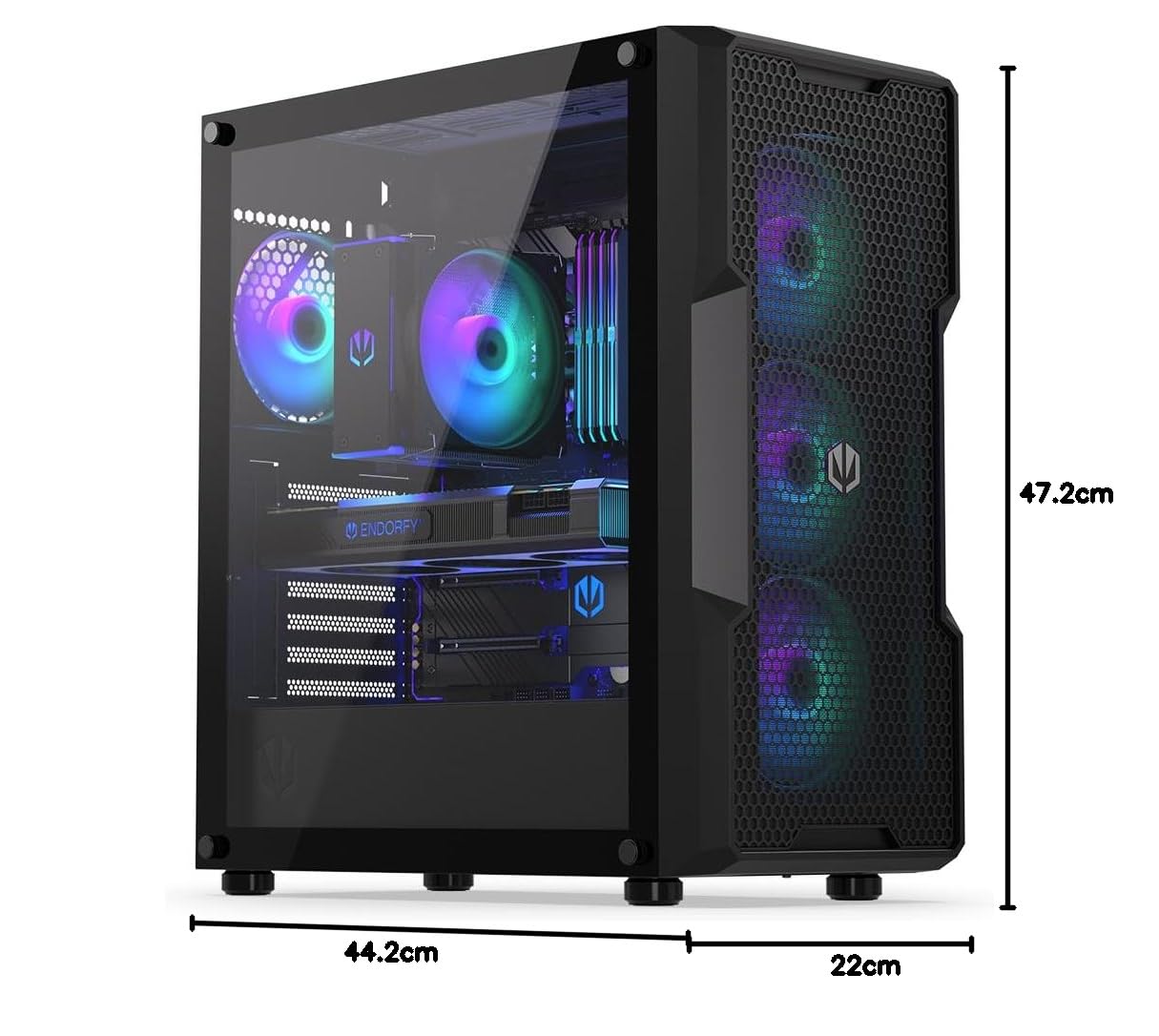 ENDORFY Regnum 400 ARGB Obudowa PC ATX z Hartowanym Szkłem | 4x Stratus 120 PWM ARGB, Kontroler PWM+ARGB, Mesh Front, Obsługa Chłodnic 360 mm, GPU do 370 mm