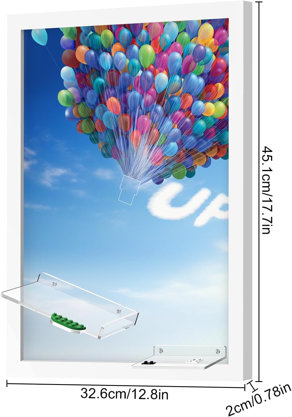 Wall Board for Lego 43217 ‘Up’ House, UP-Themed Wall Mount Showcase Your Model House with Cloud & Balloon Backdrop, Includes Acrylic Stands, Ready to Hang (Model not Included)