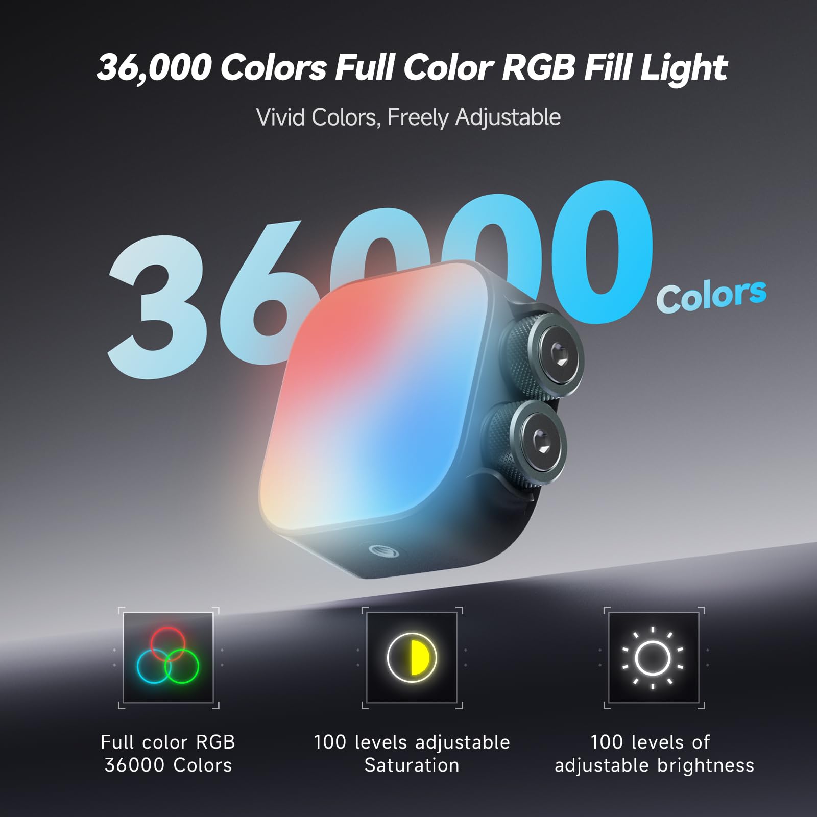 Photoolex Tofu RGB Taschen Mini LED Videoleuchte mit kompakter | CRI96+, Farbtemp 2500K–9900K, 2000mAh Akku, magnetisch & 1/4-Zoll-Schraube, 21 Lichteffekte für vlogging fotografie streaming