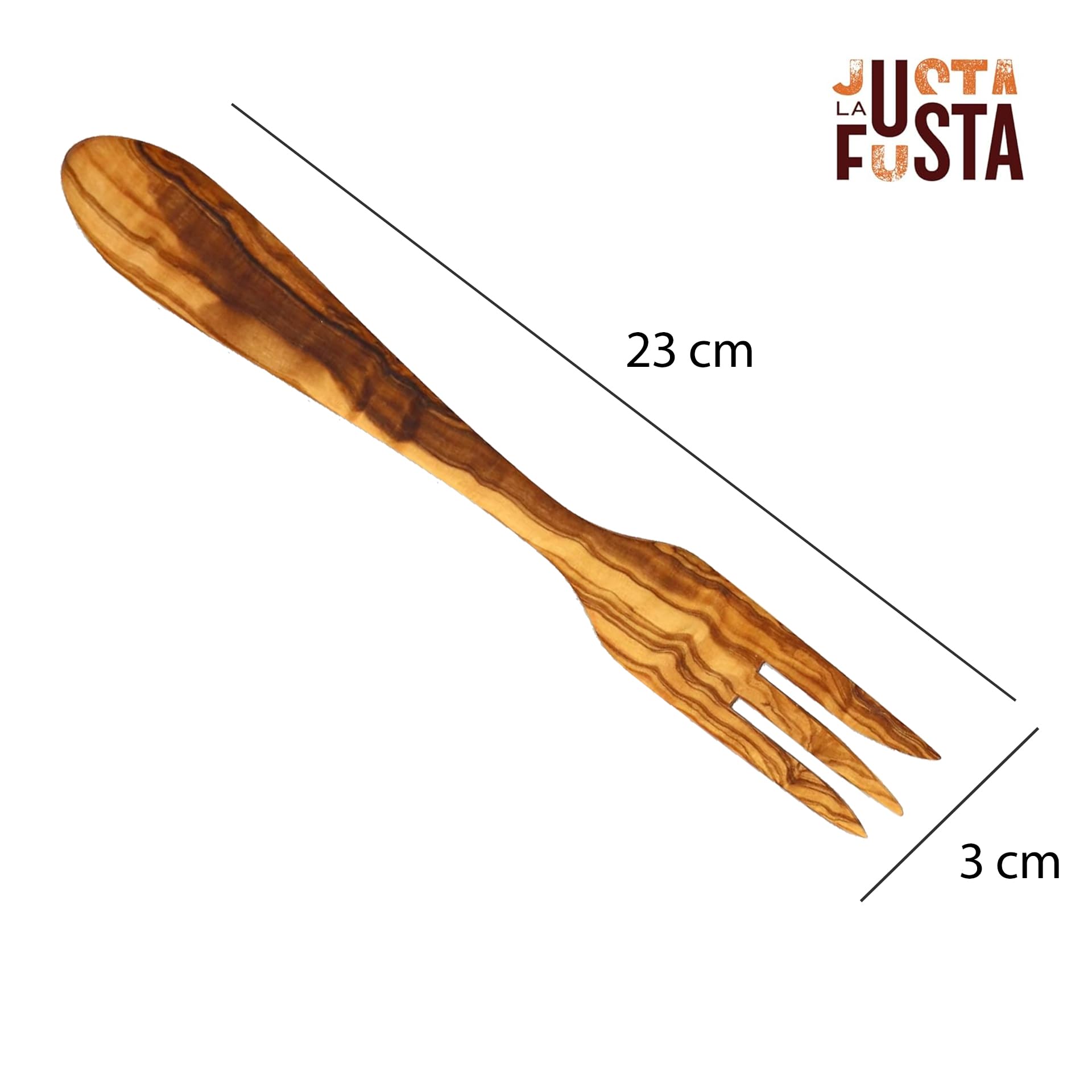Tenedor De Madera De Olivo Para Cocinar, 30 Cm | Utensilios De Cocina Artesanales Resistentes, Hechos en España | Largos