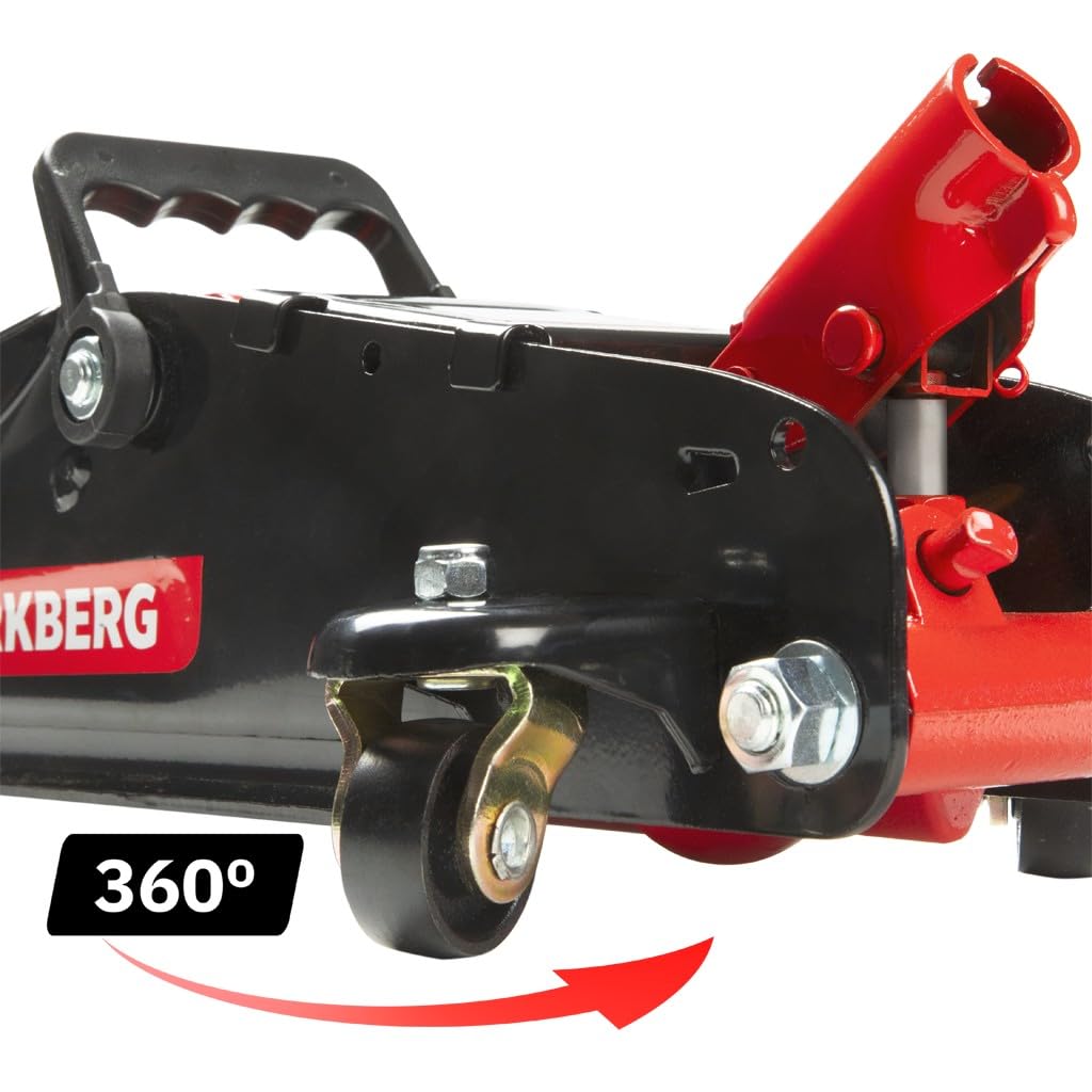Cric idraulico per auto a basso profilo 2,5T 80-360 mm, rana da officina con valvola di sicurezza e blocco, rosso