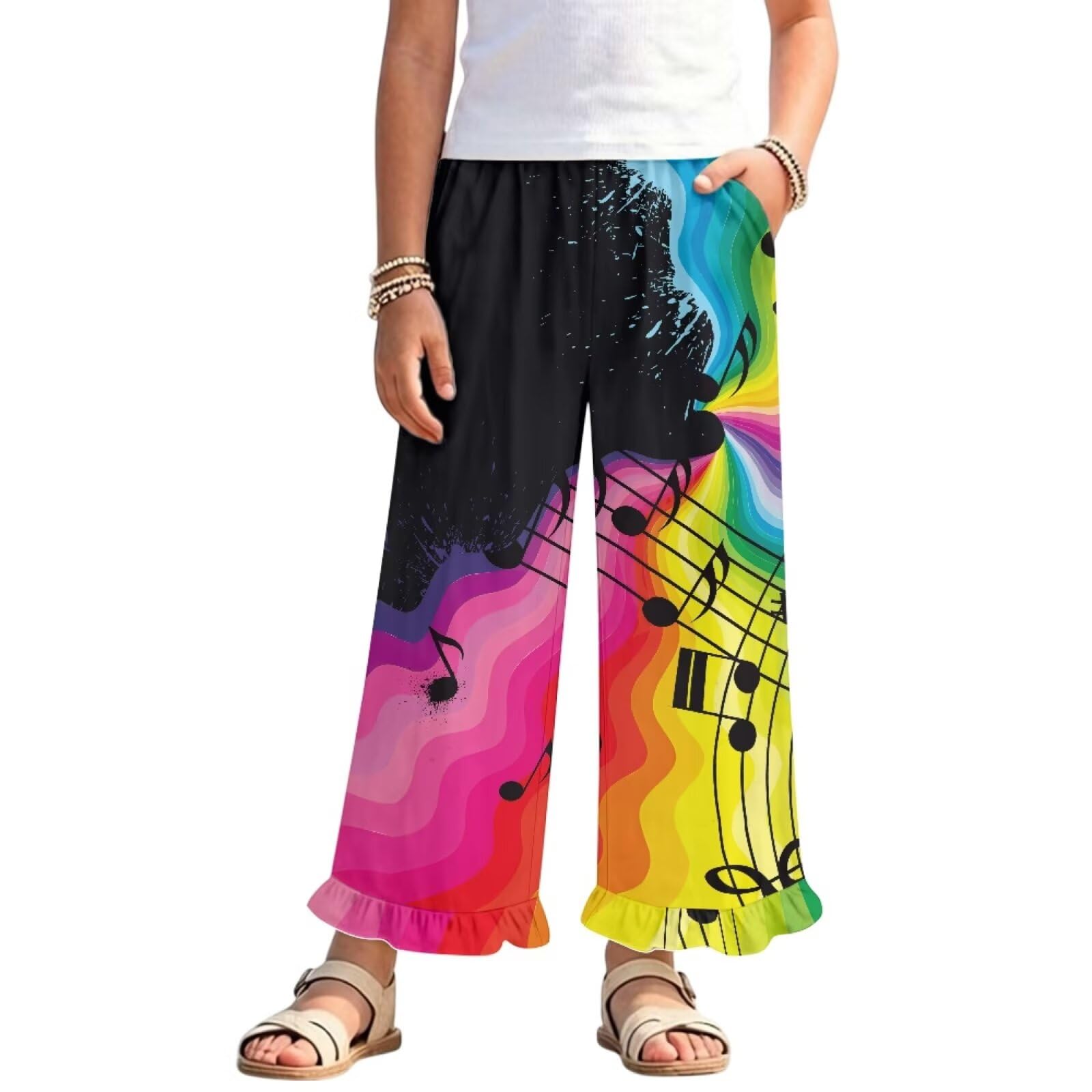 Pantalones de yoga acampanados para niñas leggings elásticos de pierna ancha 8