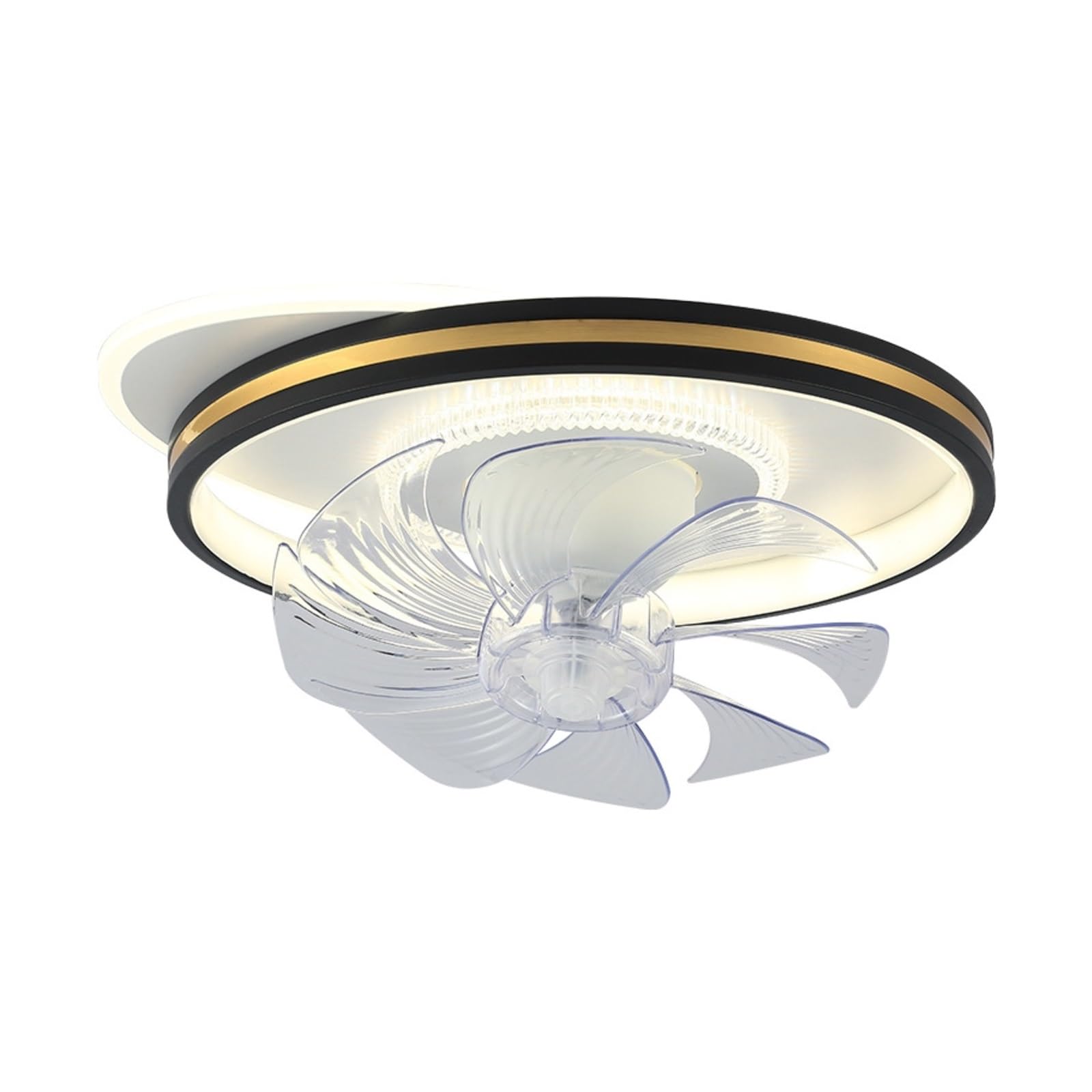 ERETYRET Full Spectrum Ceiling Fan Light Invisible 360 ​​Rotation Led Silent Simple Integrated Lamp Quiet Cooling(Black)
