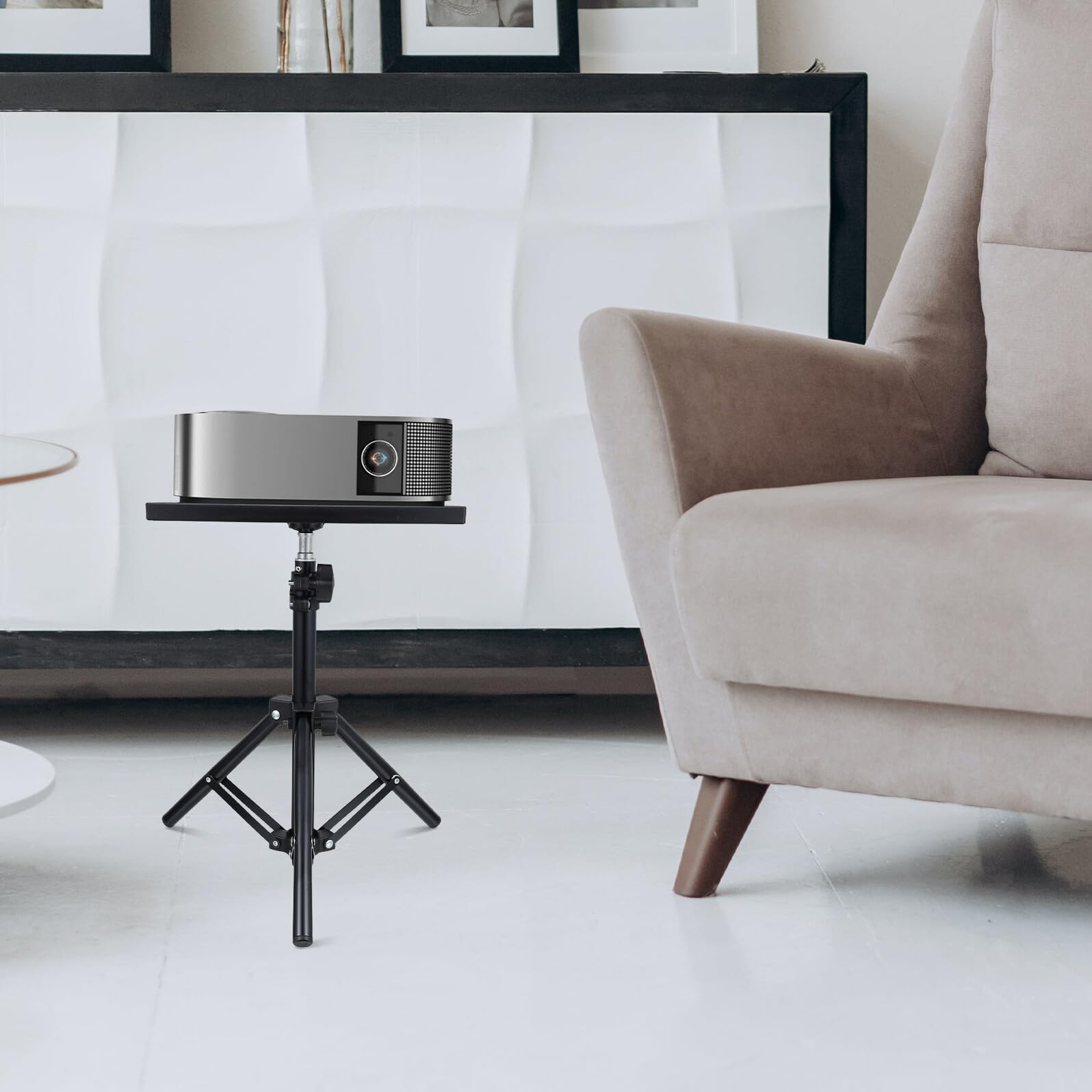Trépied pour Projecteur Réglable en Hauteur 30 à 50cm Abs Fer Noir