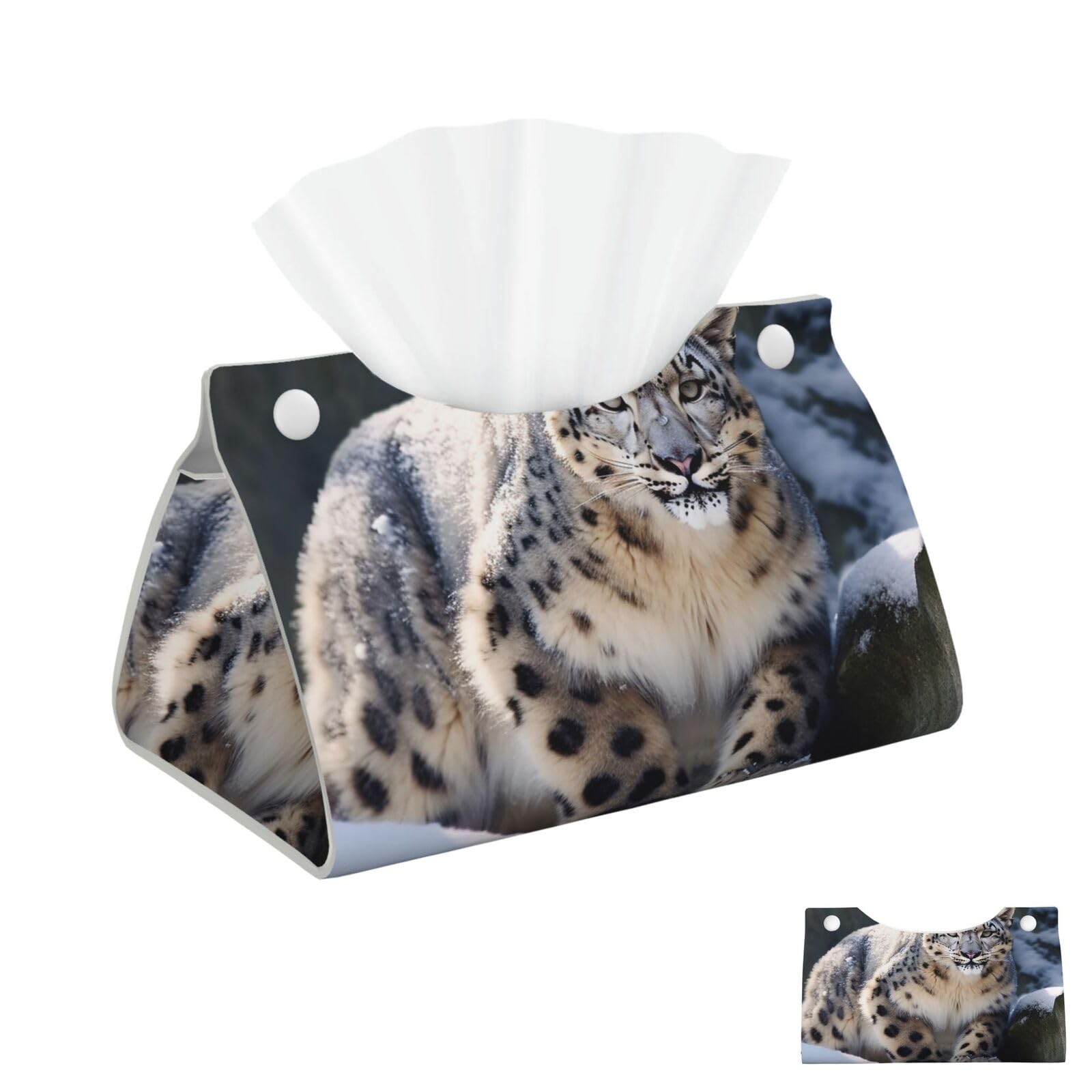 Snow Leopard Tissue Box Cover Square Cube Boxes