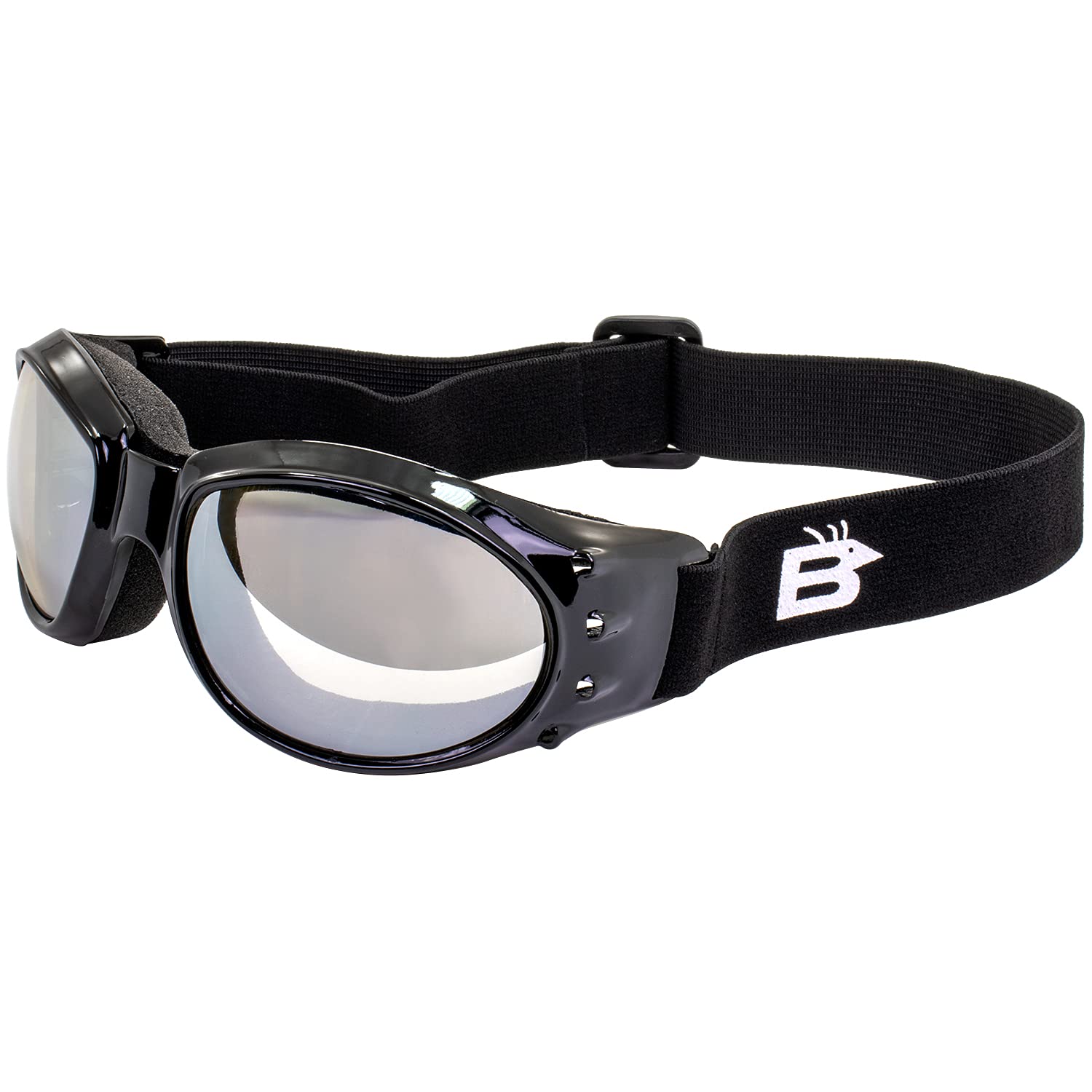 Birdz - Gafas de montar para motocicleta, 2 pares de gafas acolchadas con espejo transparente y lentes de espejo de conducción