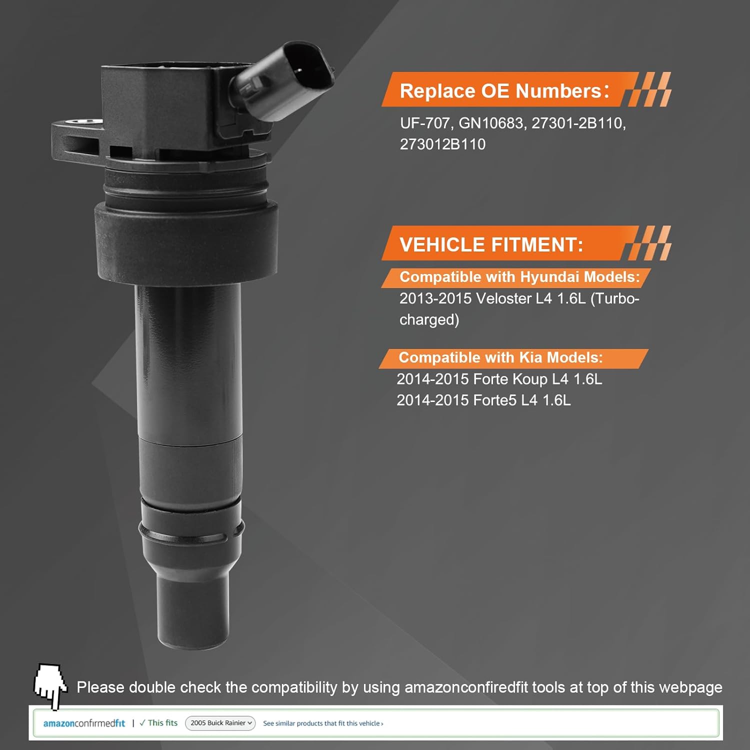Ignition Coil 4 PCS Set Compatible with Hyundai Veloster Turbo Kia Forte Koup Forte5 1.6L L4 (2013-2015 Models) - Engine Coil Replaces UF-707 GN10683 27301-2B110 273012B110