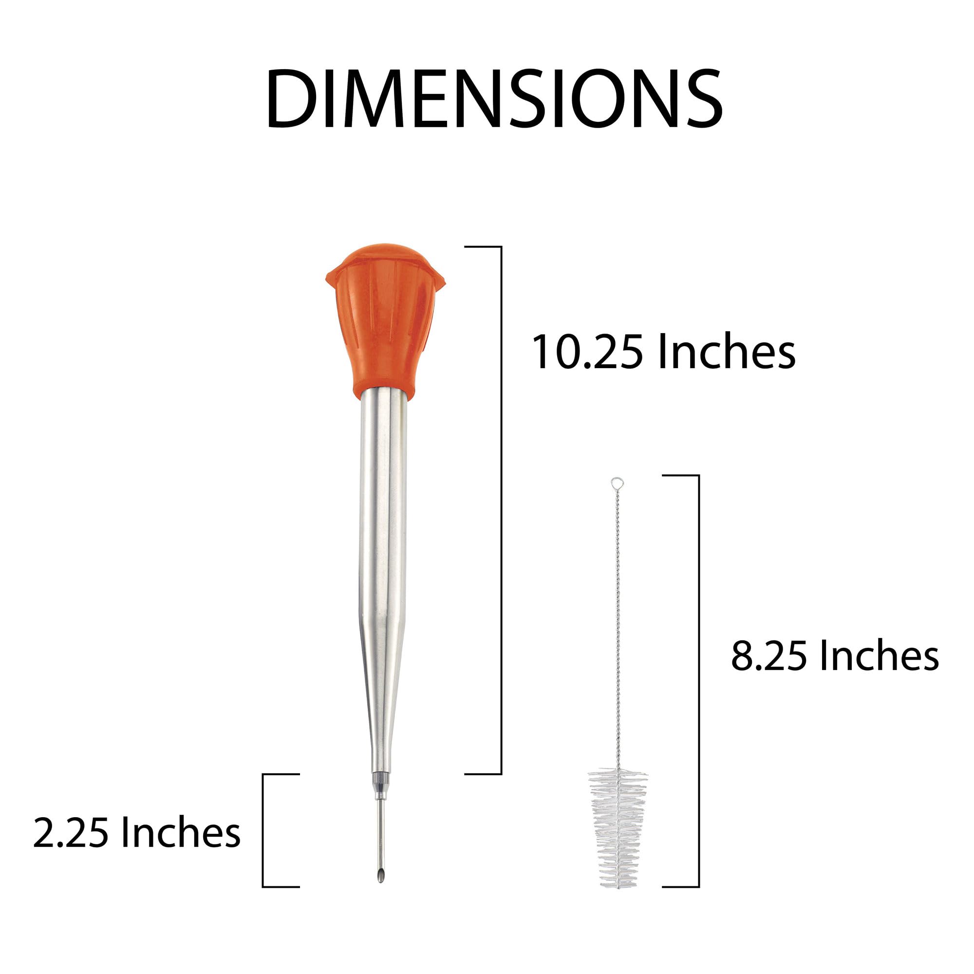 HIC Kitchen Aguja inyectora de pavo resistente al calor, acero inoxidable 18/8, silicona, 13 pulgadas, 2 onzas, juego de 2