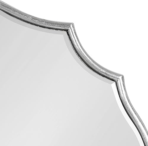 Miniatura 6 de Kate and Laurel Leanna - Espejo de pared festoneado moderno, 18 x 24 pulgadas, plateado, espejo ovalado glamoroso para pared