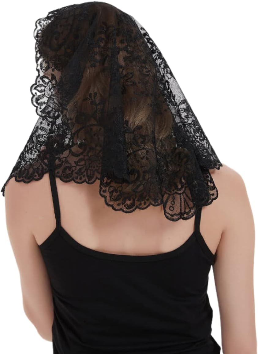Triangle Wedding Catholic Church Veils for Women Latin Mass-Spanish Lace Mantilla