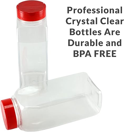 Miniatura 5 de Skyway Supreme - Recipientes grandes de plástico para botellas de especias de 32 onzas, tapa con solapa, para verter y tamizar especias,