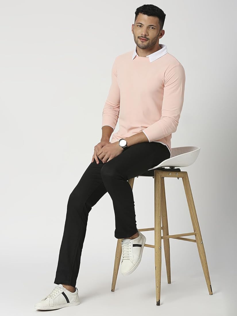 Buy Z & BLACK Men`s Regular Fit Poly Blend with Spandex Peach