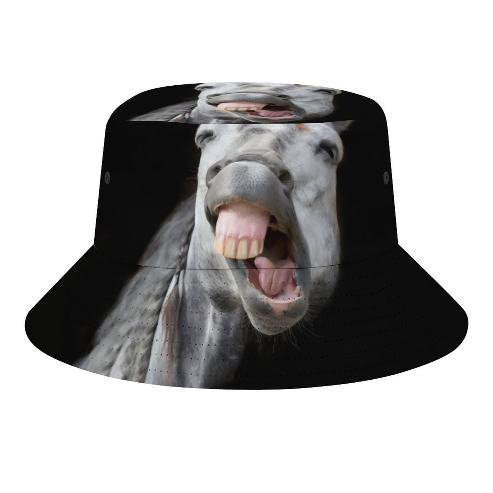 Fabretto Funny Horse Face Bucket Hat for Women Men Packable Fisherman Hat Sun Cap Travel Outdoor Beach Caps