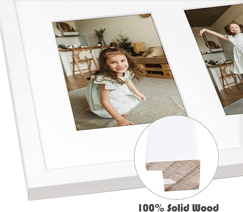 Miniatura 4 de Golden State Art, Marco de fotos de 11 x 14 pulgadas, marco de madera real con parte frontal de vidrio templado, apto para dos fotos de 5 x 7 con