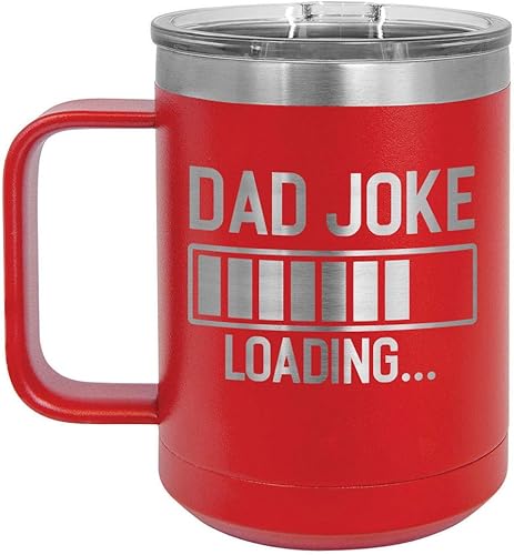 Taza de café con tapa deslizante para llevar con texto en inglés DAD JOKE LOADING de 15 onzas  Taza de café de viaje aislada  Ideas de regalo para