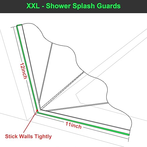 Vista 4 de Mofason Protector de salpicaduras de ducha de silicona, protector de salpicaduras de esquina de bañera transparente XXL, protector de agua de ducha