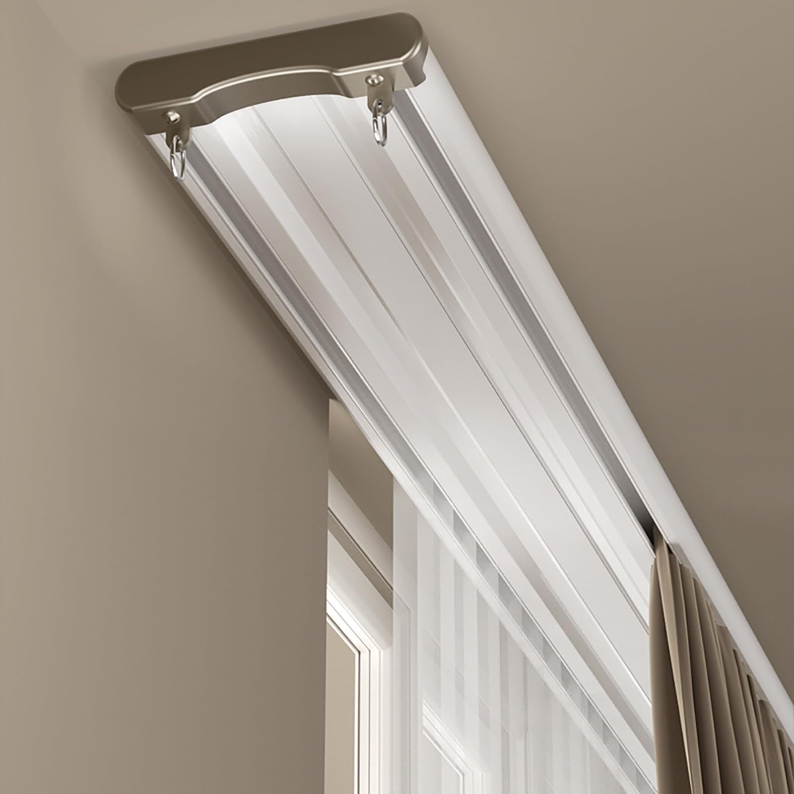 Riel De Cortina Doble Resistencia, Rieles Para Cortinas Techo De Aluminio, Barra Cortina Doble Para Sala De Estar, Dormitorio, Separador De Ambientes(Metallic,1m(3.3ft))